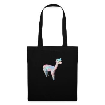 Alpaka, Llama, lama, beige,graffiti,bunt,pastell - Stoffbeutel - Schwarz - Vorne