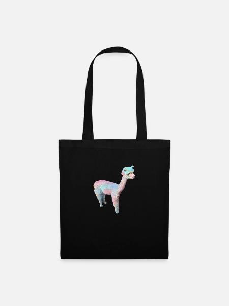Alpaka, Llama, lama, beige,graffiti,bunt,pastell - Stoffbeutel - Schwarz