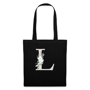 Personalisierbar Monogramm L Weiss Grün - Stoffbeutel - Schwarz - Vorne