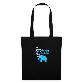 anniversaire hayppy, éléphant, bulles de savon - Sac en tissu - noir - Devant