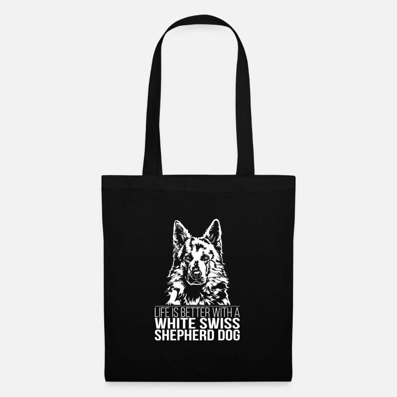 WHITE SWISS SHEPHERD DOG life is better Wilsigns - Stoffbeutel - Schwarz