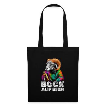 Bock auf Bier Spruch Ziege JGA Party Trinken - Stoffbeutel - Schwarz - Vorne
