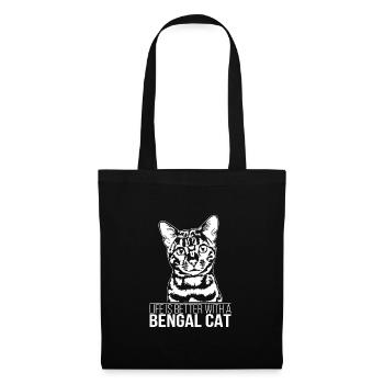 Bengal La vie de chat est meilleure Chats de chat Wilsigns - Sac en tissu - noir - Devant