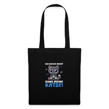Ich Zocke Nicht Ohne Meine Katze Gaming - Stoffbeutel - Schwarz - Vorne