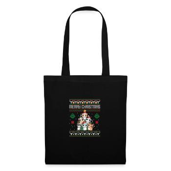 Katze Weihnachten Katze - Stoffbeutel - Schwarz - Vorne