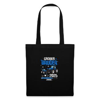 Großer Bruder 2025 Baby Traktor Landwirt - Stoffbeutel - Schwarz - Vorne