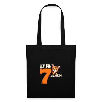7. Geburtstag Mädchen Junge Katze Ich Bin Schon - Stoffbeutel - Schwarz - Vorne