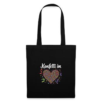 Konfetti im Herzen - Karnevals Party Geschenk - Stoffbeutel - Schwarz - Vorne