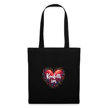 Konfetti im Herzen - Karnevals Party Geschenk - Stoffbeutel - Schwarz - Vorne