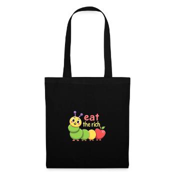 Hungry Worm - Kawaii Caterpillar - Stoffbeutel - Schwarz - Vorne
