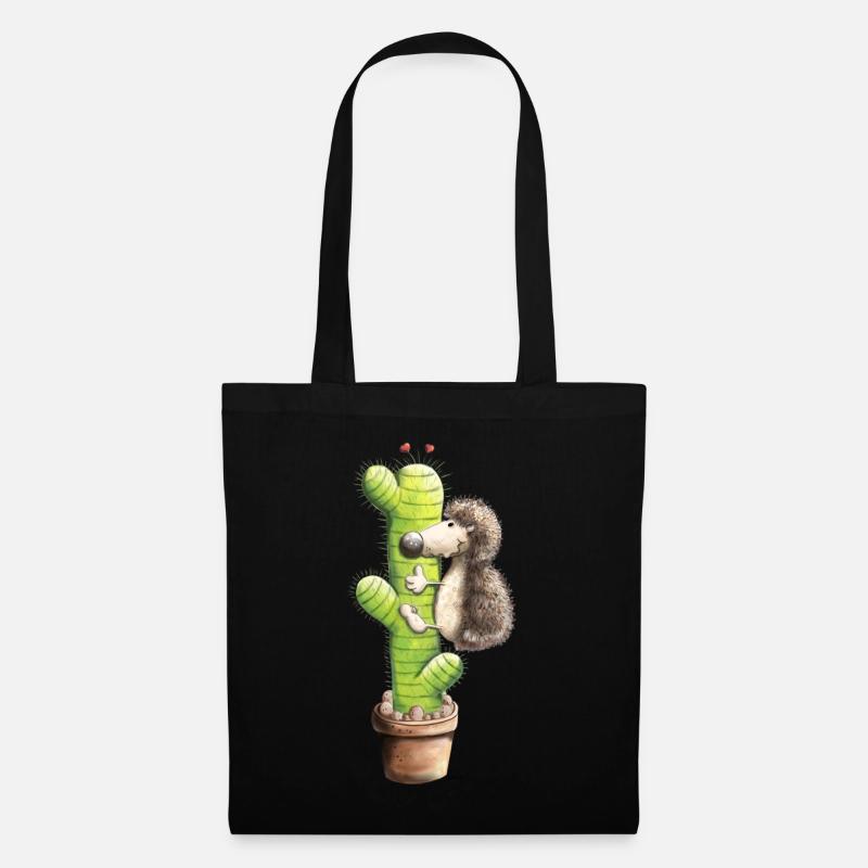 Hérisson et cactus - Sac en tissu - noir
