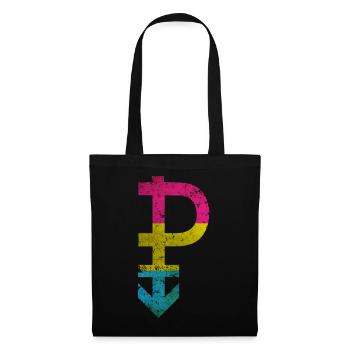 Symbol Pansexualität Stolz Flagge Grunge Effekt - Stoffbeutel - Schwarz - Vorne