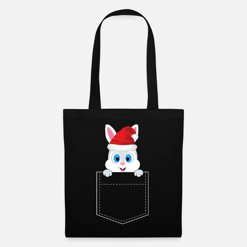 Lapin de Noël - Sac en tissu - noir