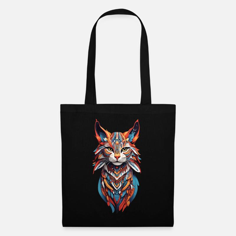 Boho Wildkatzen Spirit Design - Stoffbeutel - Schwarz