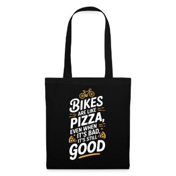 Fahrrad Pizza Zitat Typografie Design - Stoffbeutel - Schwarz - Vorne