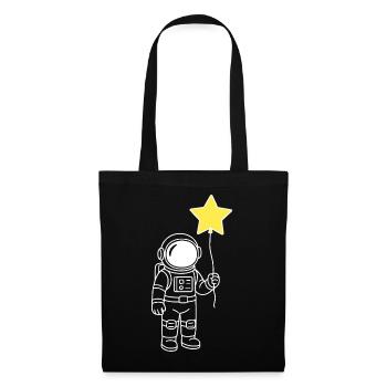 Astronaut with Star Balloon – Space Artwork - Tote Bag - black - Front