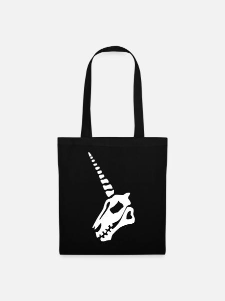 Weißer Einhorn Schädel - Stoffbeutel - Schwarz