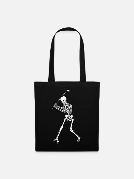 Skeleton-Golfschwung - Stoffbeutel - Schwarz