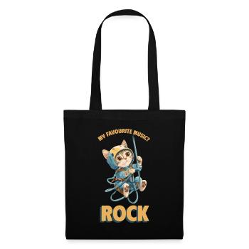 My favourite music? Rock Klettern Süße Katze - Stoffbeutel - Schwarz - Vorne