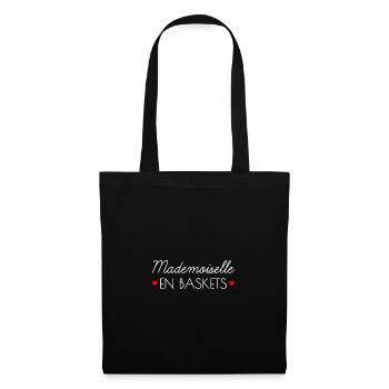 Mademoiselle en baskets Cadeau Original - Sac en tissu - noir - Devant