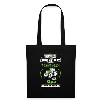 Landwirt Opa mit Traktor Liebhaber Geschenk Tshirt - Stoffbeutel - Schwarz - Vorne