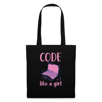 Code Like A Girl Programming Coder Computer Geek D - Stoffbeutel - Schwarz - Vorne
