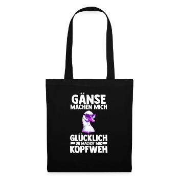 Gans Gänse - Stoffbeutel - Schwarz - Vorne