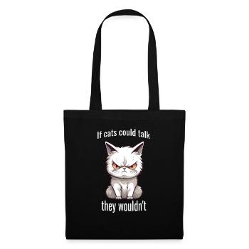 Chat à l’air énervé - Sac en tissu - noir - Devant