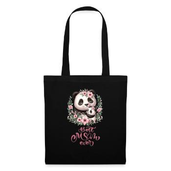 Best Mom Ever Panda Lover Floral Wreath I Mom - Stoffbeutel - Schwarz - Vorne