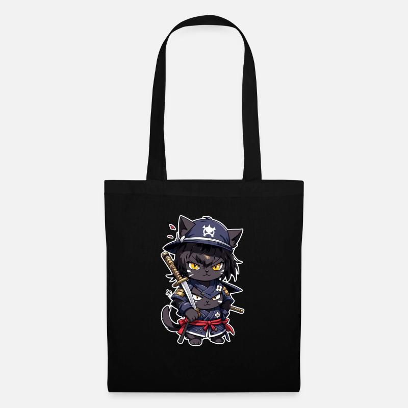 Ninja Katze - Samurai Kätzchen - Stoffbeutel - Schwarz