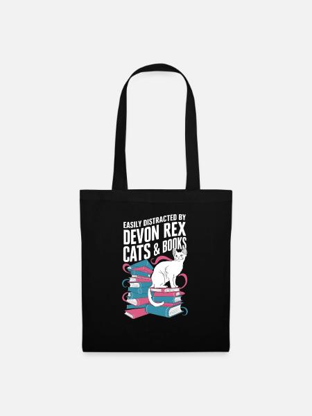 Katze Devon Rex Geschenk - Stoffbeutel - Schwarz