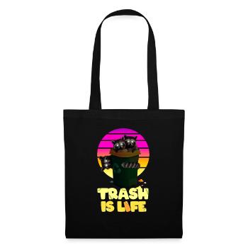 Waschbär "Trash Is Life" - Stoffbeutel - Schwarz - Vorne