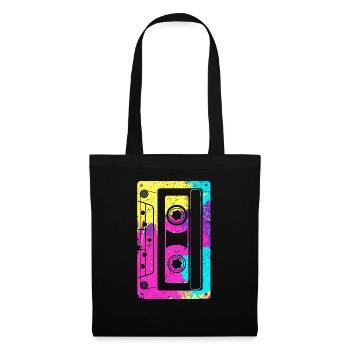 Cassette Tape Retro Music Costume des années 80 - Sac en tissu - noir - Devant