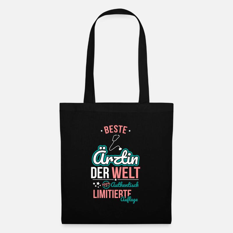 Beste Ärztin der Welt - 100% Authentisch - Stoffbeutel - Schwarz