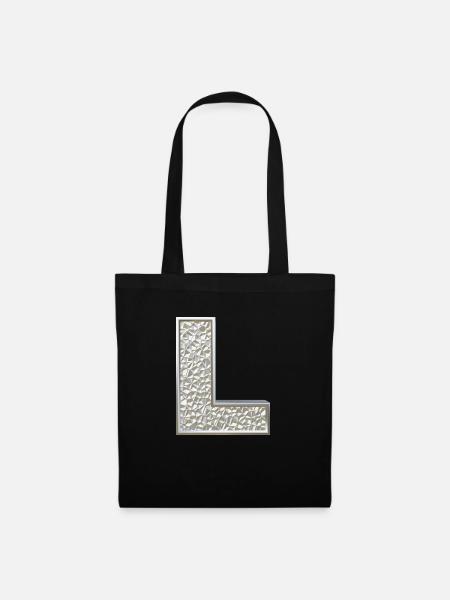 L, letter, initial, monogram, - Stoffbeutel - Schwarz
