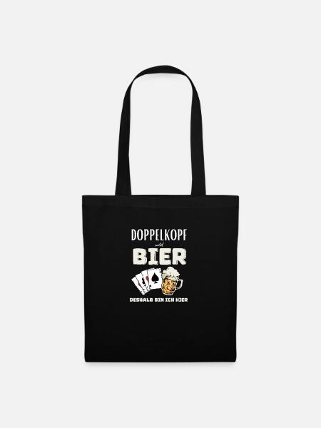 Doppelkopf und Bier - Stoffbeutel - Schwarz
