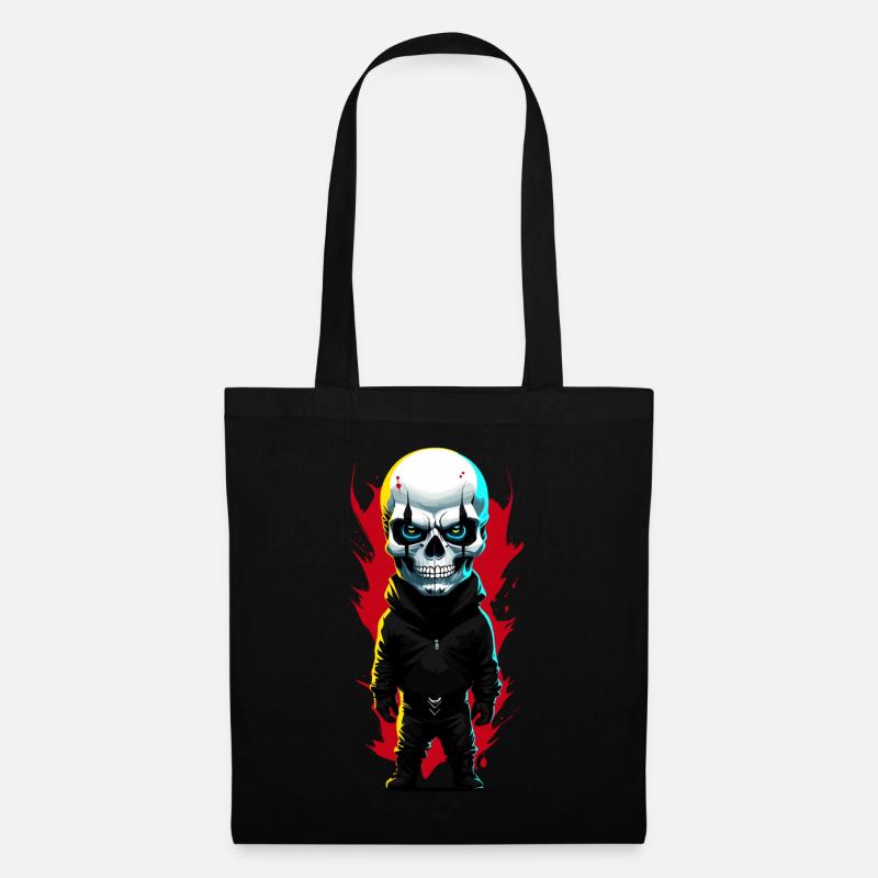Kleiner Mann mit Totenkopf - Stoffbeutel - Schwarz