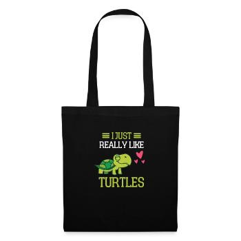 Meerestier Ozeantier Geschenk Lustiges Schildkröte - Stoffbeutel - Schwarz - Vorne