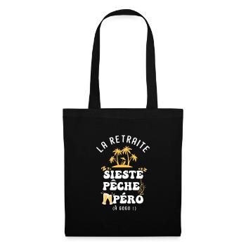 pêcheur humour retraite sieste pêche apéro - Sac en tissu - noir - Devant