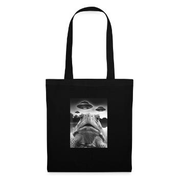 Funny Turtle Graphic Tee UFO Weird - Tote Bag - black - Front