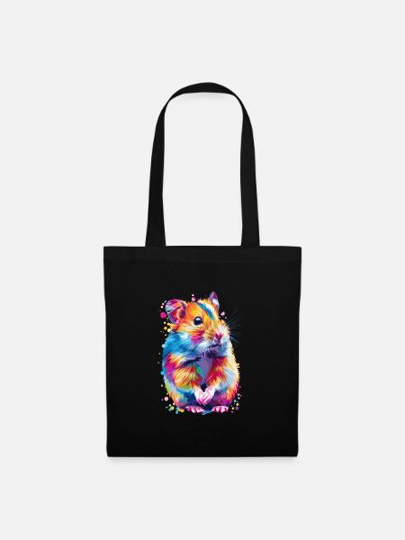 Niedlicher Hamster Regenbogenfarben - Stoffbeutel - Schwarz