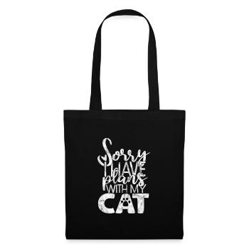 Désolé, j’ai des projets avec mon chat - Dictons de chat - Sac en tissu - noir - Devant