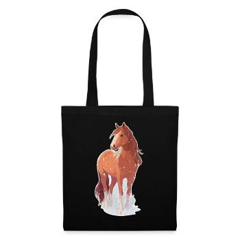 Cheval avec des flocons de neige - Sac en tissu - noir - Devant