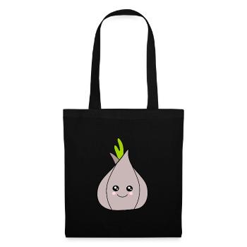 Kawaii Gemüse Zwiebel Knoblauch lustige Geschenke - Stoffbeutel - Schwarz - Vorne