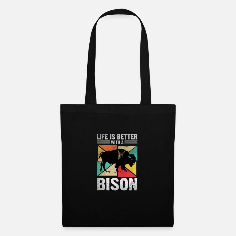 Life Is Better With A Bison - Stoffbeutel - Schwarz