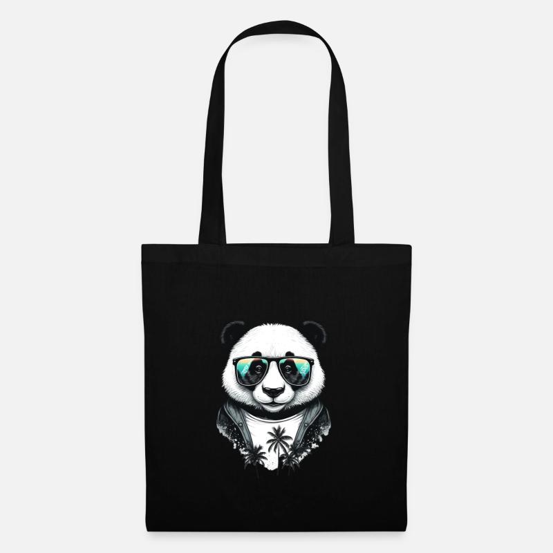 Panda Palms - Panda de plage - Sac en tissu - noir