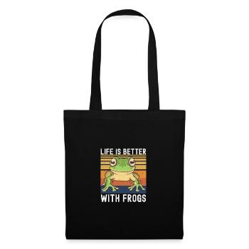 Frosch - Stoffbeutel - Schwarz - Vorne