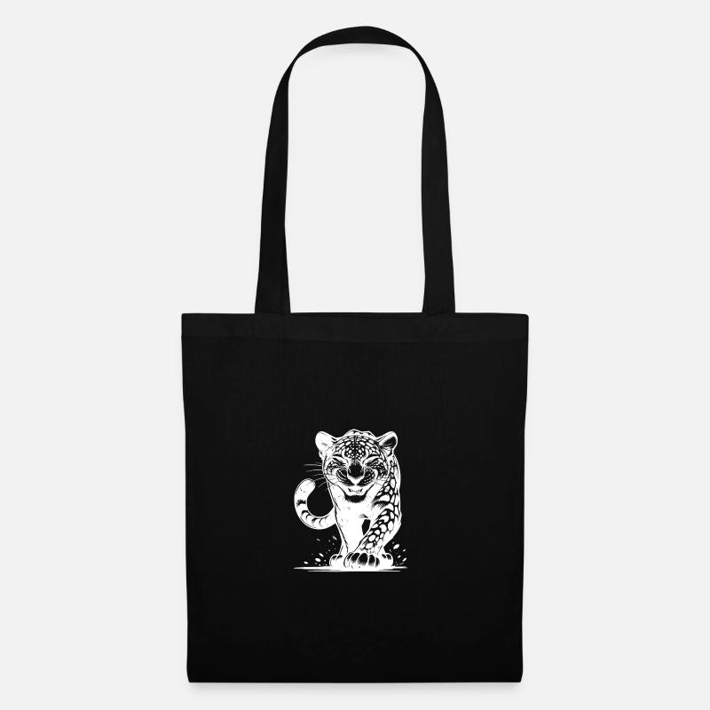 Listiger Leopard jagend mit Flecken - Stoffbeutel - Schwarz