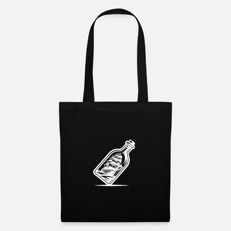 Bottle ship Sailing ship with set sails - Tote Bag - black