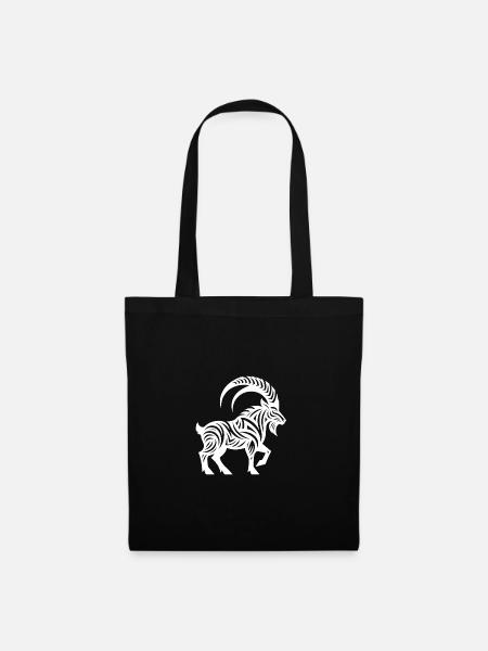 Wilder Steinbock Tattoo - Stoffbeutel - Schwarz